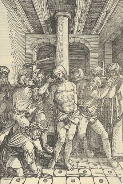 私たちの主イエス・キリストの情熱の鏡から、1507年に鞭打たれたキリスト。 作： Hans Schäufelein the Elder