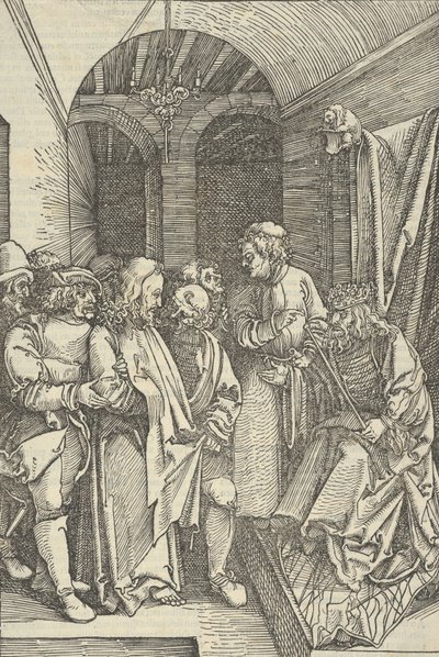 ホールでのヘロデの前のキリスト、私たちの主イエス・キリストの情熱の鏡から、1507., 1507. 作： Hans Schäufelein the Elder