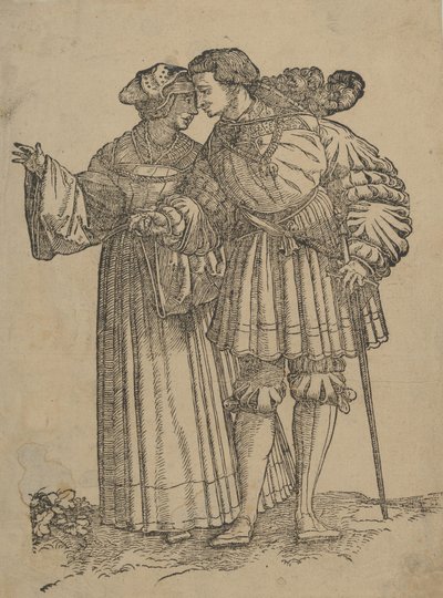 The Wedding Dancers の Dancing Couple IV。 作： Hans Schäufelein the Elder