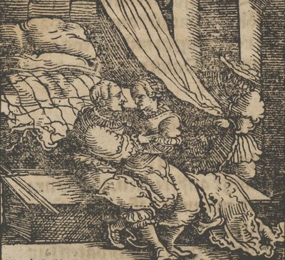 ギスモンダ、ギスカルド、サレルノ王子、『デカメロン』より、1534 年以前。 作： Hans Schäufelein the Elder