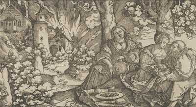 ロトと彼の娘たち、カリフォルニア州。 1530年。 作： ハンス・シャウフェライン（父）