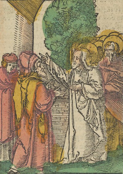 パリサイ人と徴税人のたとえ話、Das Plenarium、1517年より。 作： Hans Schäufelein the Elder