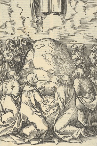 私たちの主イエス・キリストの情熱の鏡からのキリストの昇天、1507年。 作： Hans Schäufelein the Elder