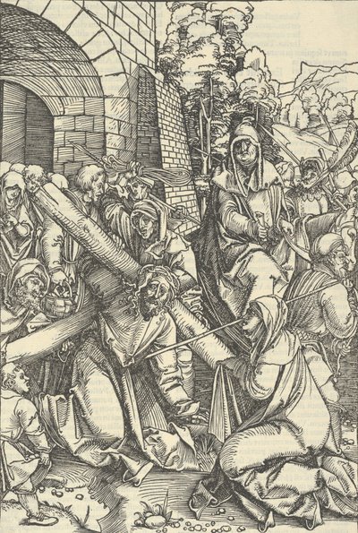 私たちの主イエス・キリストの情熱の鏡からの十字架のベアリング、1507. 作： Hans Schäufelein the Elder
