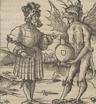騎士に毒を捧げる悪魔、Hymmelwagen auff dem, wer wol leben..., 1517. 作： Hans Schäufelein the Elder