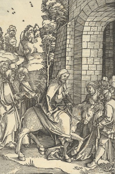 私たちの主イエス・キリストの情熱の鏡からのエルサレムへの入場、1507年。 作： Hans Schäufelein the Elder