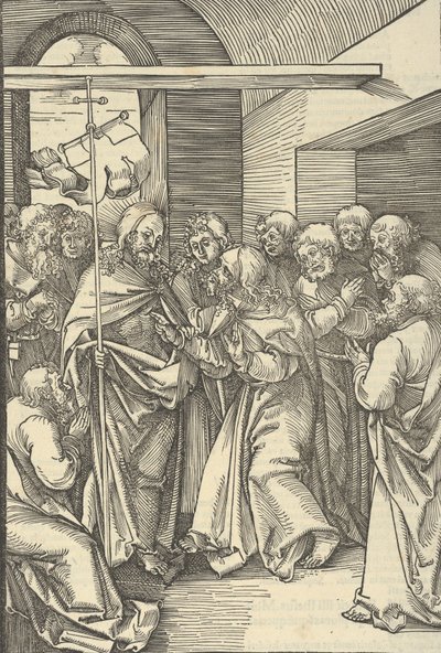 私たちの主イエス・キリストの情熱の鏡からのトマスの不信、1507年。 作： Hans Schäufelein the Elder