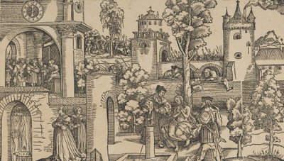 スザンナの物語、1536年。 作： Hans Schäufelein the Elder
