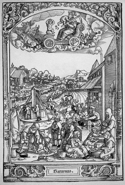 Saturno (gravura em madeira) 作： Hans Sebald (School of) Beham