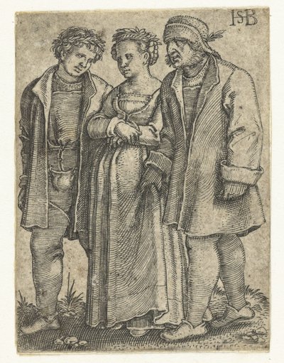 新郎新婦と新婦の父 農民の結婚式の行列（シリーズタイトル） 作： Hans Sebald Beham