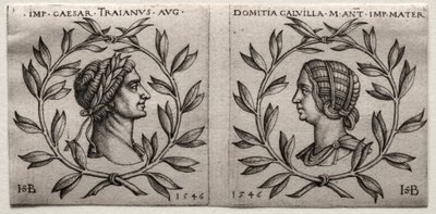 トラヤヌス帝とドミティアカルヴィラの胸像、1546年。 作： Hans Sebald Beham