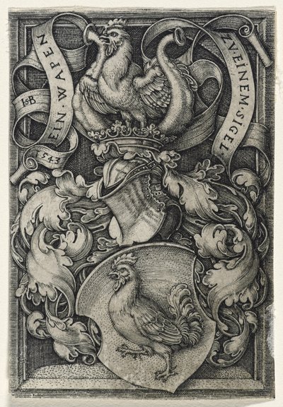 コックの紋章、1543年（敷設紙に彫刻） 作： Hans Sebald Beham
