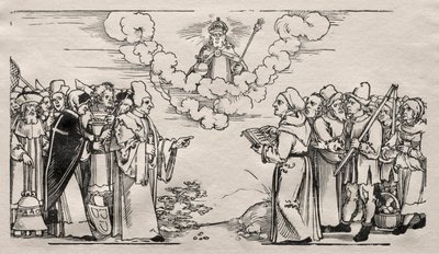 ルターとカトリック神学者の間の論争。 作： Hans Sebald Beham
