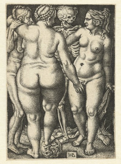 死と 3 人の立っている裸の女性 作： Hans Sebald Beham
