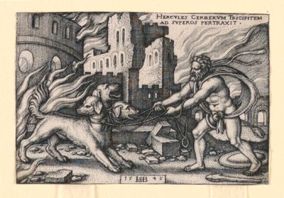 ケルベロスを捕まえるヘラクレス 作： Hans Sebald Beham