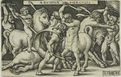 ヘラクレスとケンタウロス、「ヘラクレスの労働」より 作： Hans Sebald Beham