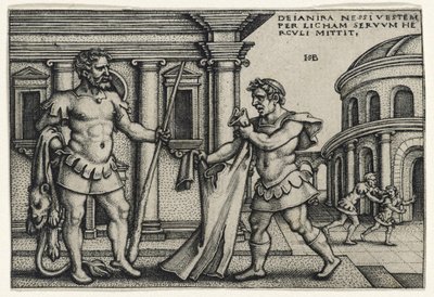 ネスソスの衣服をヘラクレスにもたらすLichas、1540年代（敷き紙に彫刻） 作： Hans Sebald Beham