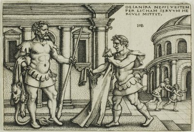 ヘラクレスにネサスの衣を渡すリシャス（『ヘラクレスの大業』より 作： Hans Sebald Beham