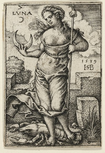 月、プレート 7 から The Seven Planets with the Zodiacs から 作： Hans Sebald Beham