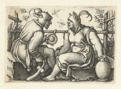 男根を持つ道化師と女性の道化師 作： Hans Sebald Beham