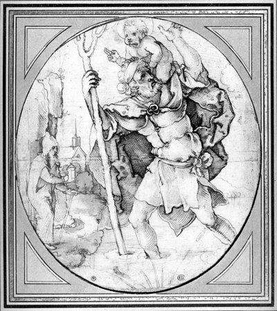セント・クリストファー（紙にペンとインク 作： Hans Sebald Beham