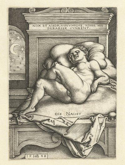 夜として眠っている裸の女性 その夜 (オブジェクトのタイトル) 作： Hans Sebald Beham