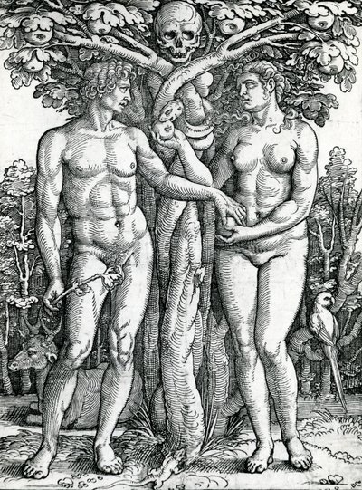 アダムとイブの堕落、1525-27年頃（木版画） 作： Hans Sebald Beham