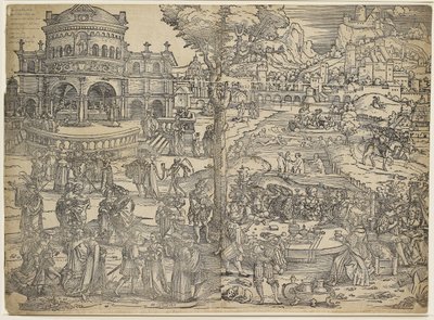 ヘロデの饗宴（木版画、2つのブロックから印刷） 作： Hans Sebald Beham