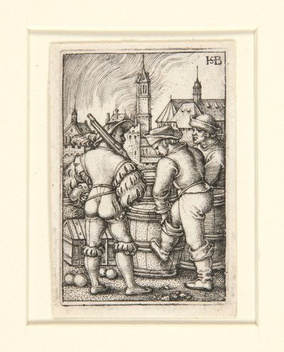パウダーキャスクの近くの警備員 作： Hans Sebald Beham