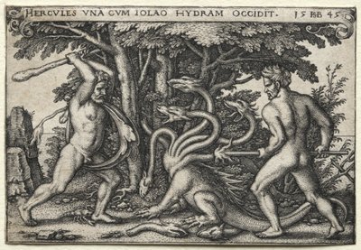 ヘラクレスの労働: ラーネアン ヒドラを殺すヘラクレス 作： Hans Sebald Beham