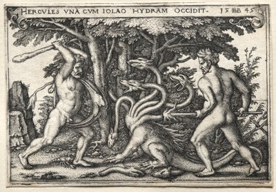 ヘラクレスの労働: ラーネアン ヒドラを殺すヘラクレス 作： Hans Sebald Beham