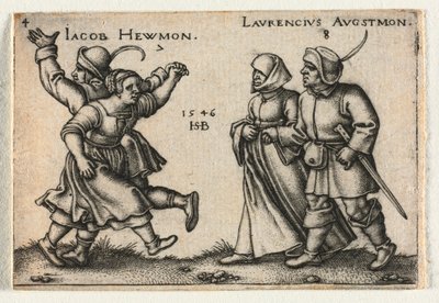農民の結婚式または12ヶ月：7 Jacob Hewmon 8-Laurencius Augstmon、1546。 作： Hans Sebald Beham