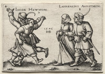 村の結婚式：Jacob Hewmon Lawrencius Augstmon、1546。 作： Hans Sebald Beham