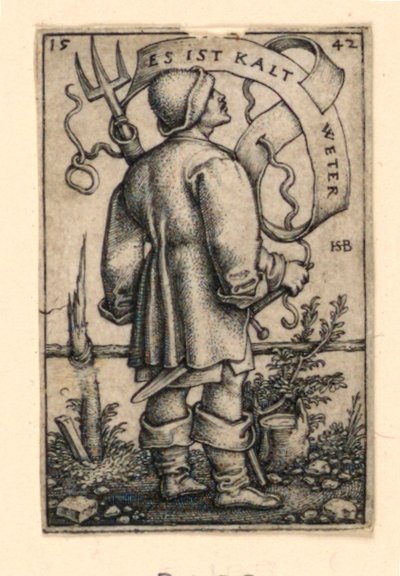 天気の農民：「寒い天気だ」 作： Hans Sebald Beham