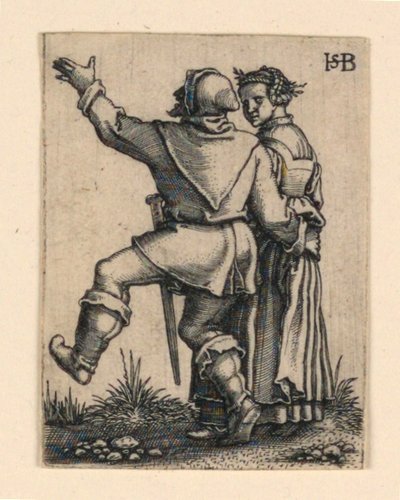 結婚式の行列: 左のカップルのダンス 作： Hans Sebald Beham