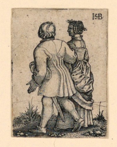 結婚式の行列: 左を向いて歩くカップル 作： Hans Sebald Beham