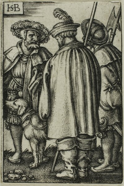 三人の兵士と一匹の犬 作： Hans Sebald Beham