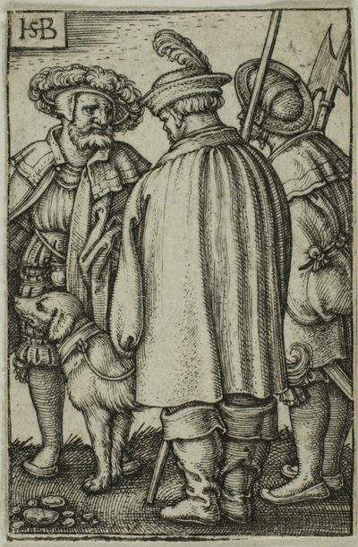 三人の兵士と一匹の犬 作： Hans Sebald Beham
