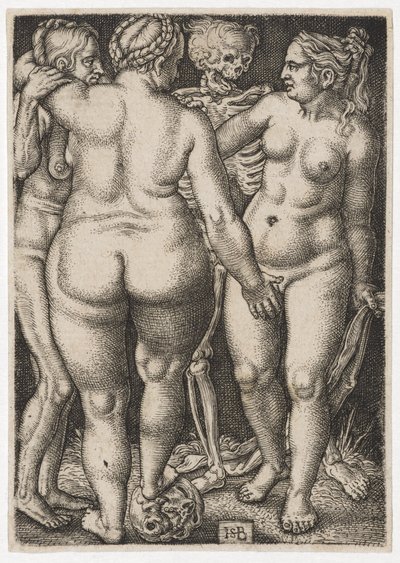 3人の女性と死者、c。 1546-50 作： Hans Sebald Beham