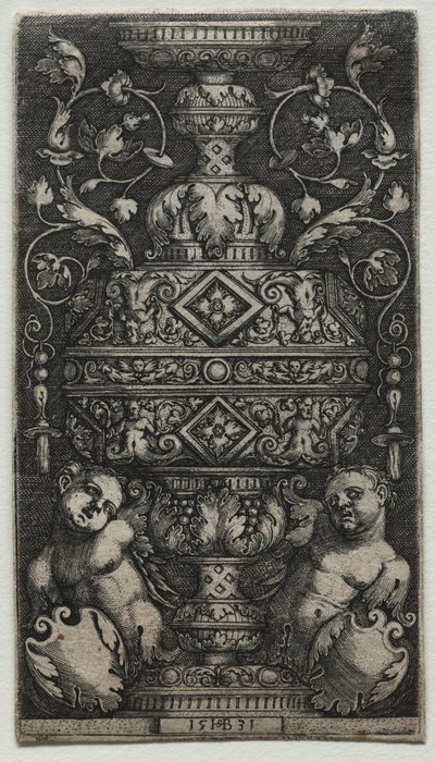 子供の華やかな花瓶、1531年。 作： Hans Sebald Beham