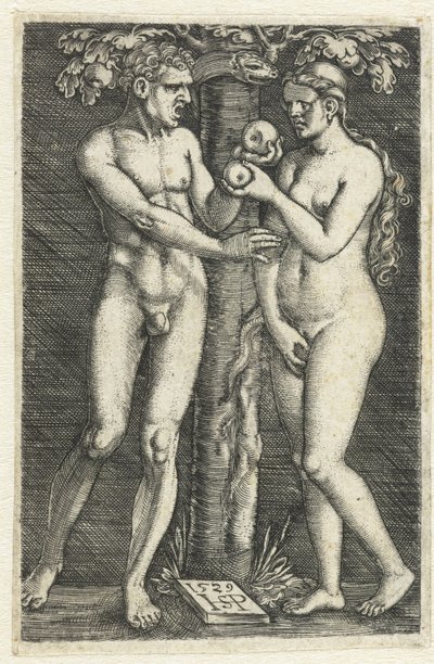 楽園でのアダムとイブの誘惑 作： Hans Sebald Beham