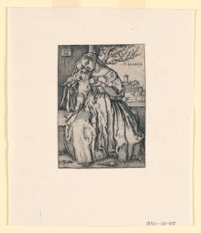 聖母子とオウム 作： Hans Sebald Beham