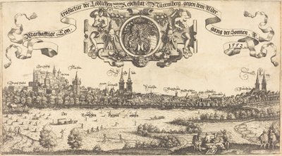 西からのニュルンベルクの眺め [中央セクション]、1552 年。 作： Hans Sebald Lautensack