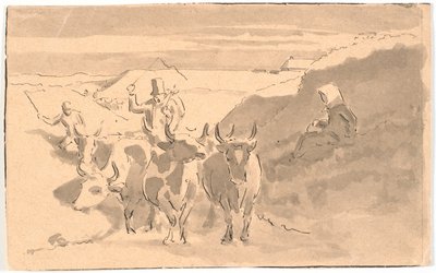 くぼみに漂う雄牛 作： Hans Smidth