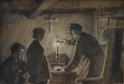 大晦日にろうそくを吹き消すセーレン牧師 作： Hans Smidth