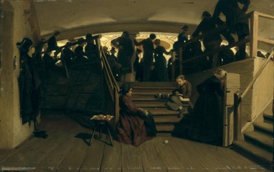 ハンブルク州立劇場のギャラリー、1880年頃（厚紙に油彩） 作： Hans Speckter