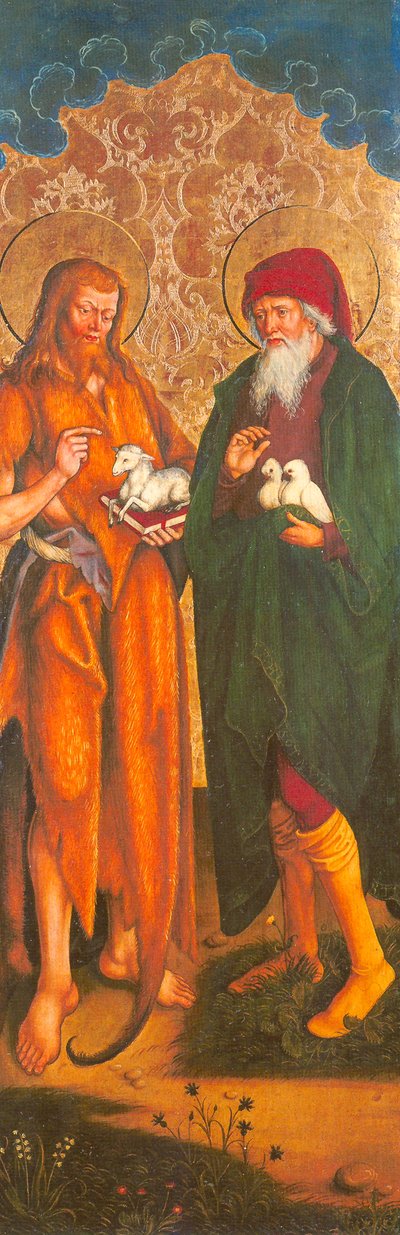 ドイツ語：Johannes der Täufer und Joachim 洗礼者ヨハネスとヨアヒム - Inzigkofen Altar 作： ハンスとヤコブ・シュトリュブ