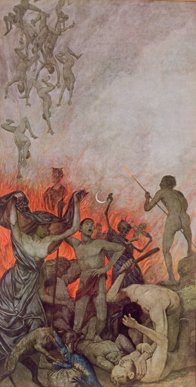 地獄、ライプツィヒc.1910で公開された「Festkalender」のイラスト 作： Hans Thoma