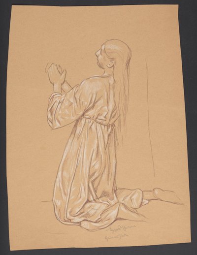 Kniende Maria Magdalena, verso: Konturwiederholung derselben Komposition 作： ハンス・トーマ