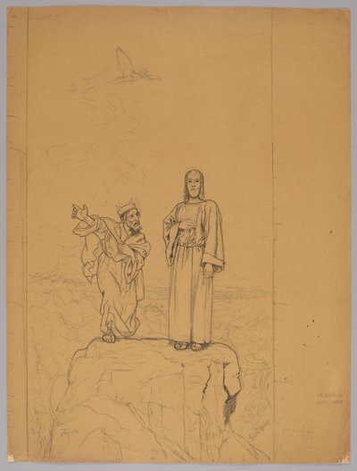 Die Versuchung Christi, verso: Christus gekreuzigt 作： ハンス・トーマ